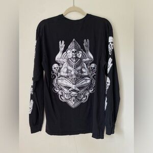 UNUS ANNUS Shirt Men’s Small Black Goddus Day Tee Long Sleeve